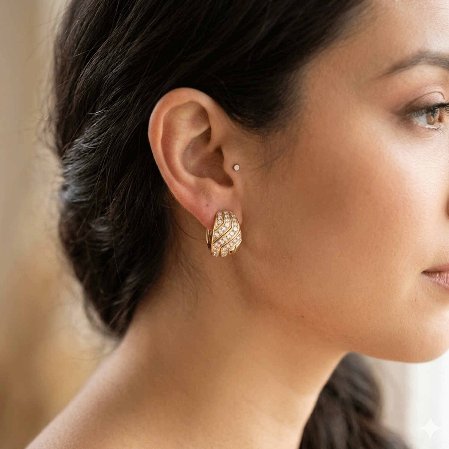 Gold and diamond hoops