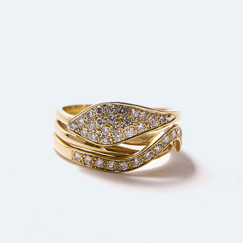 14-karat gold and diamond snake-shaped ring
