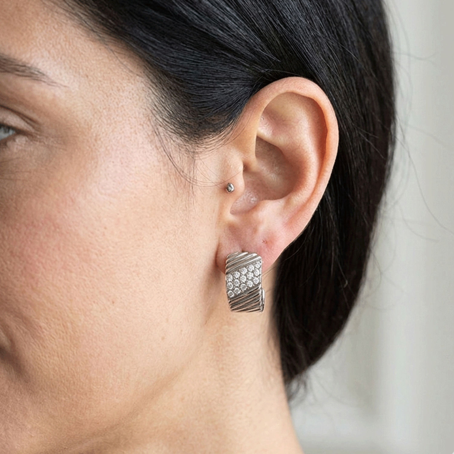 White Gold Hoops with Diamonds