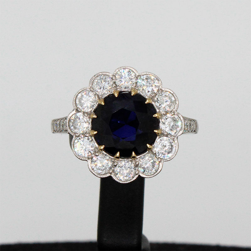 Lady Di Ring with Natural Sapphire No Heat La Fontaine
