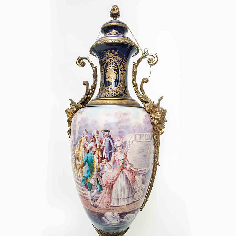 Colossal French Cobalt Blue Sèvres Potiche Signed by Velly
