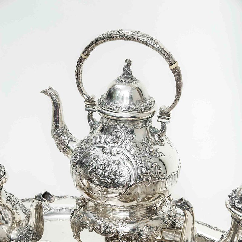 Gran juego de Té de plata Alemana, Circa 1900