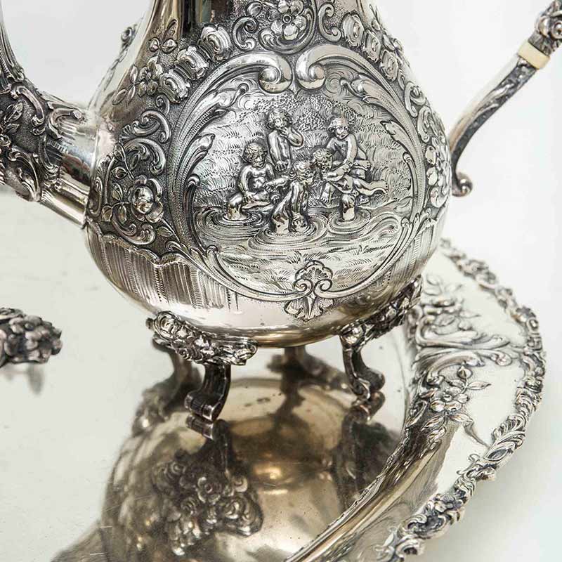 Grand German Silver Tea Set, Circa 1900