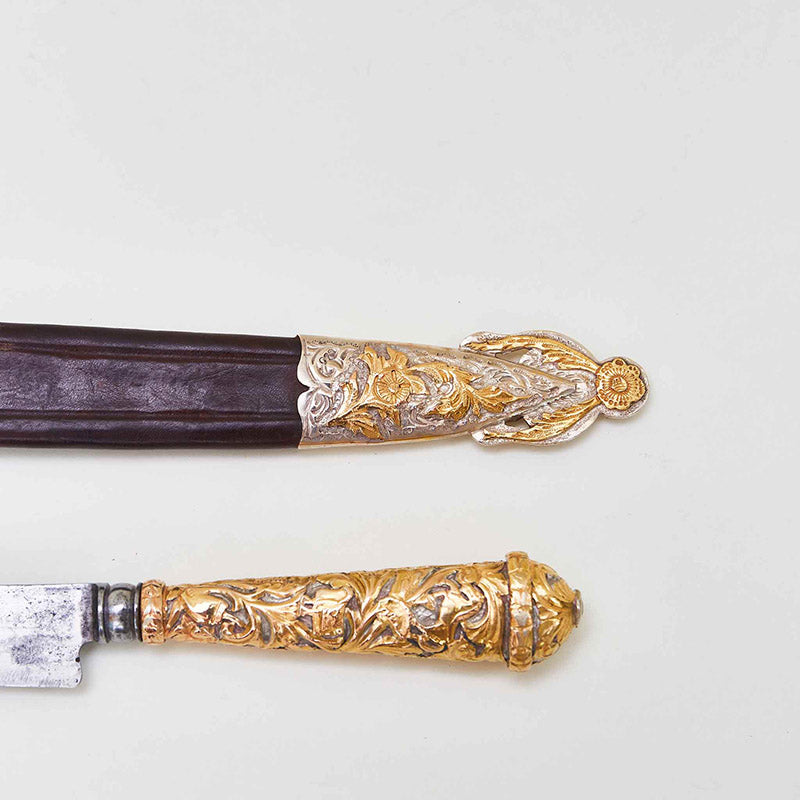 Criollo Knife in Silver and Gold with Blade Marked by Armería Nacional