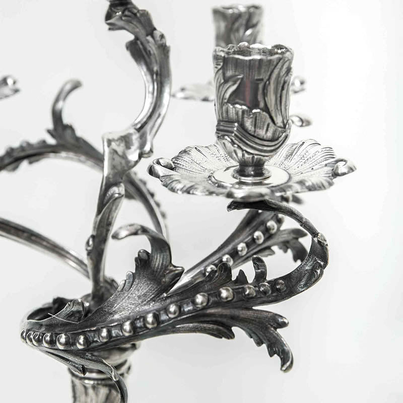 Austro-Hungarian 5-Light Silver Candelabras, 19th Century