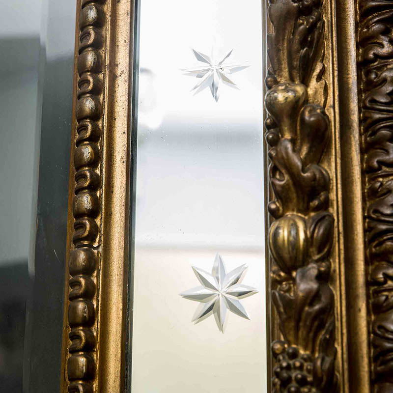 French Mirror with Beveled Glass and Gilt Gold Frame, Circa 1880