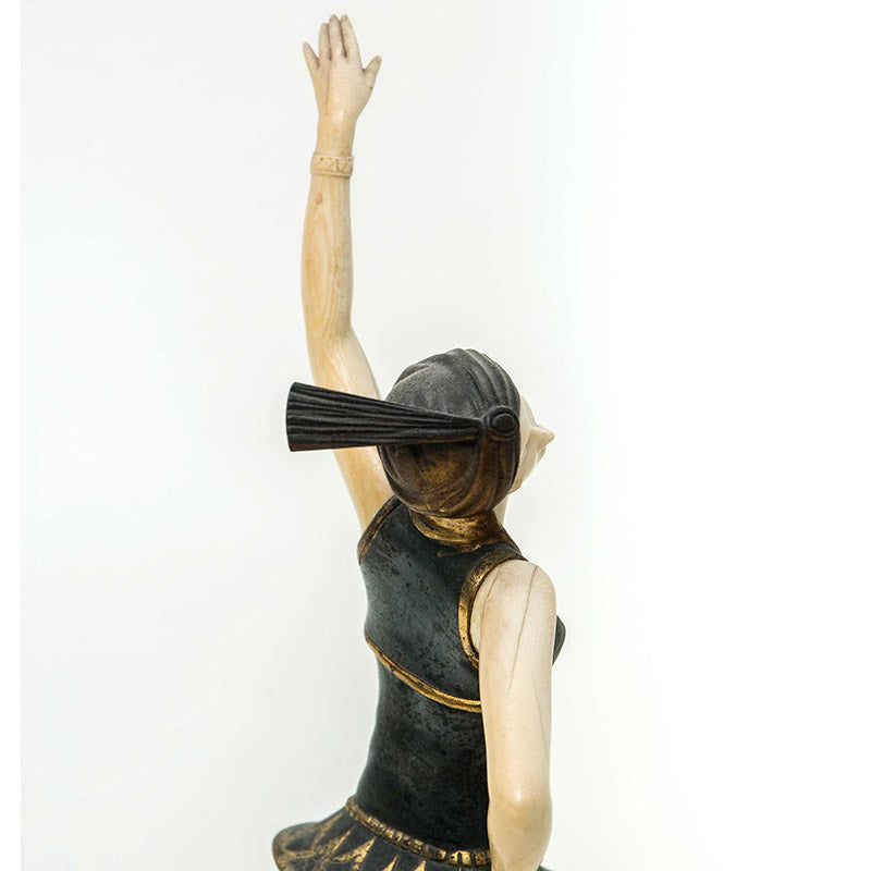 Art Deco Ballerina Sculpture in Bronze and Ivory Signed by Charles Henri Molins, Circa 1920