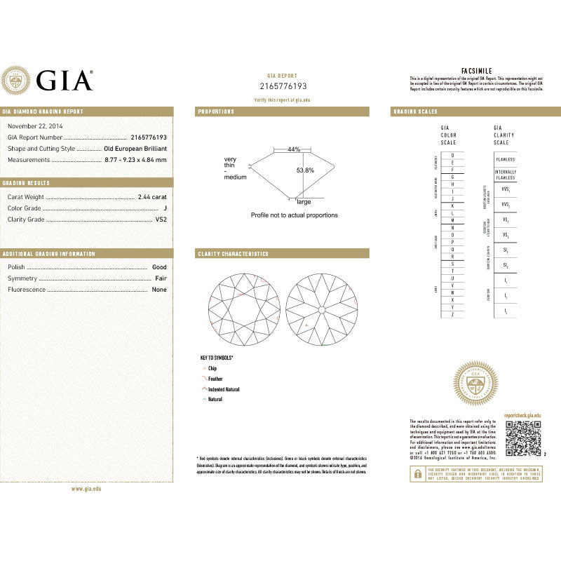 Platinum Solitaire with Diamond 2.44ct J GIA
