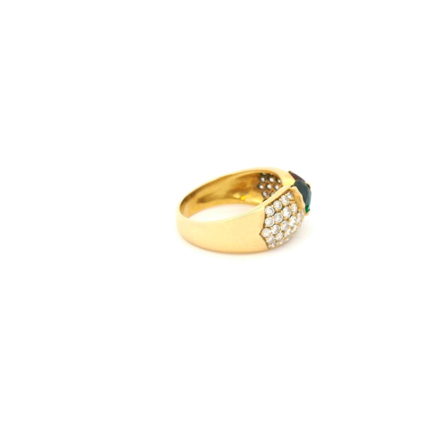 Anillo de Oro con Brillantes, Esmeralda, Zafiro y Rubí