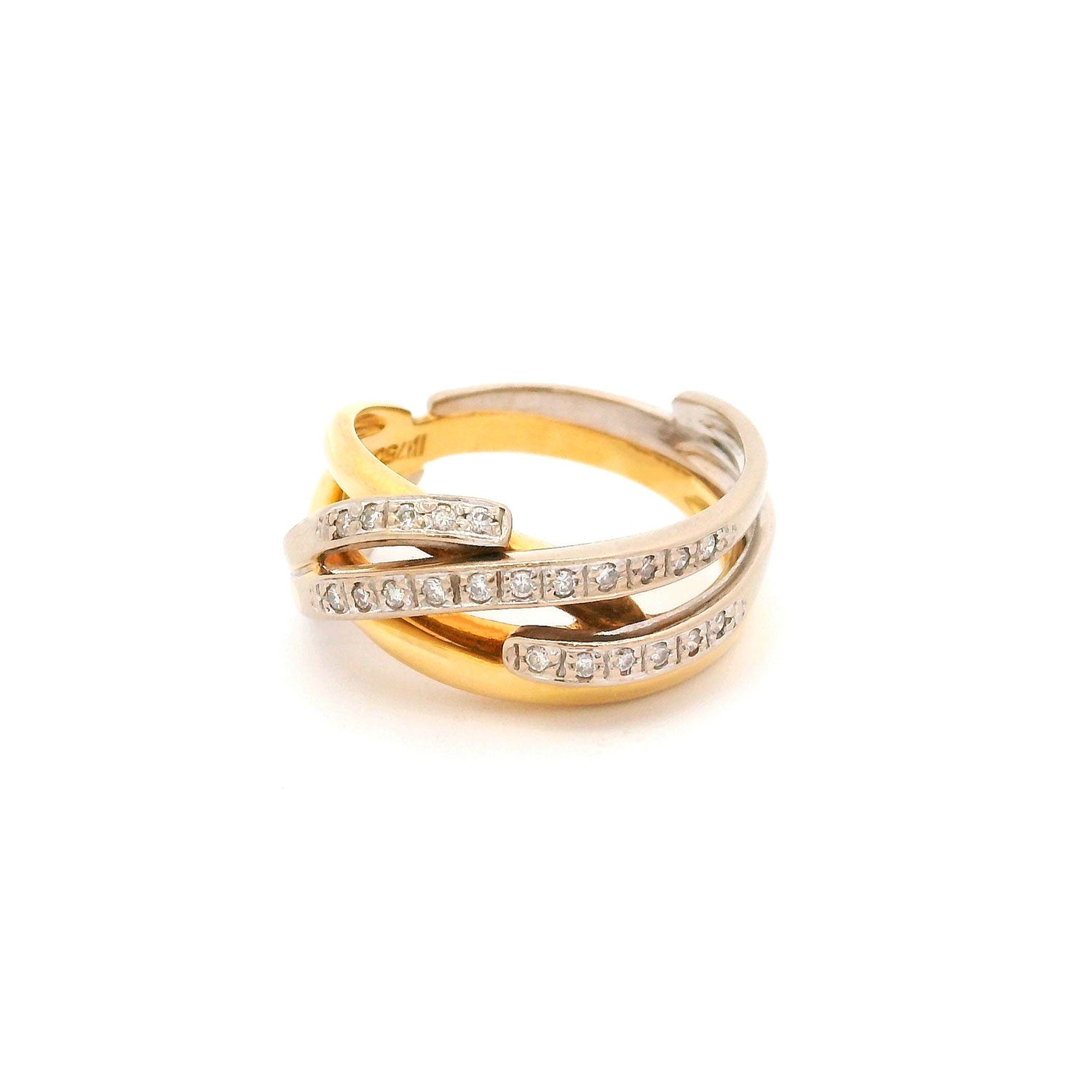Anillo de Oro Amarillo y Oro Blanco 18k con 0.25ct de Brillantes