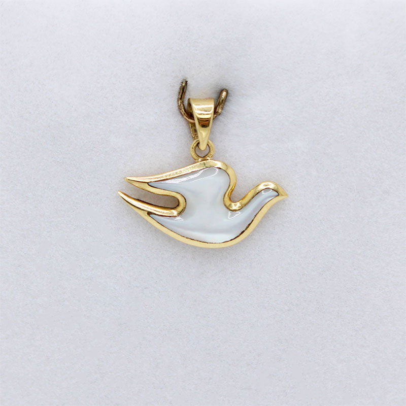 18k Gold and Mother of Pearl Dove of Peace Pendant