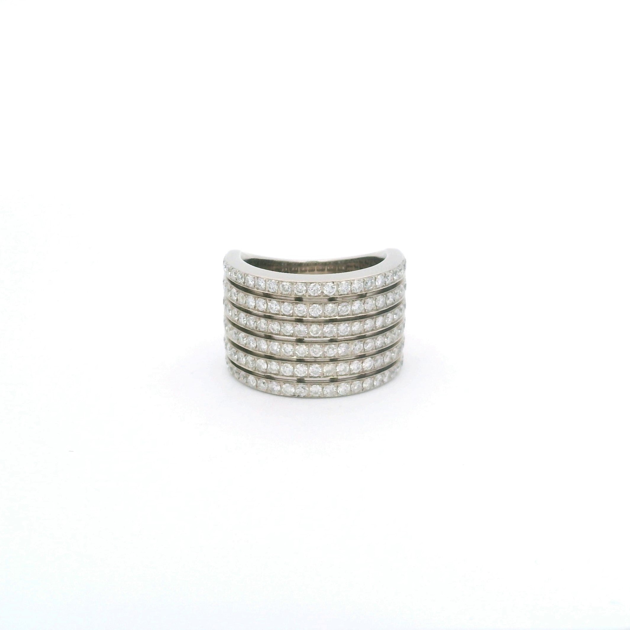 Anillo Ancho de Oro Blanco con Brillantes 2.30ct