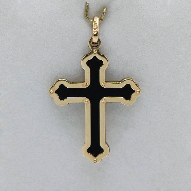 Colgante Cruz en Oro 14k y Ónix