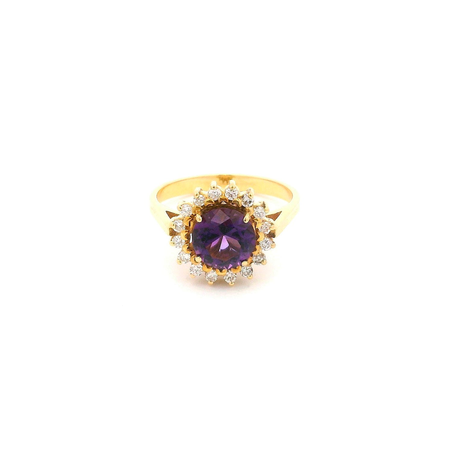 Anillo de Oro 18k con Brillantes y Amatistas