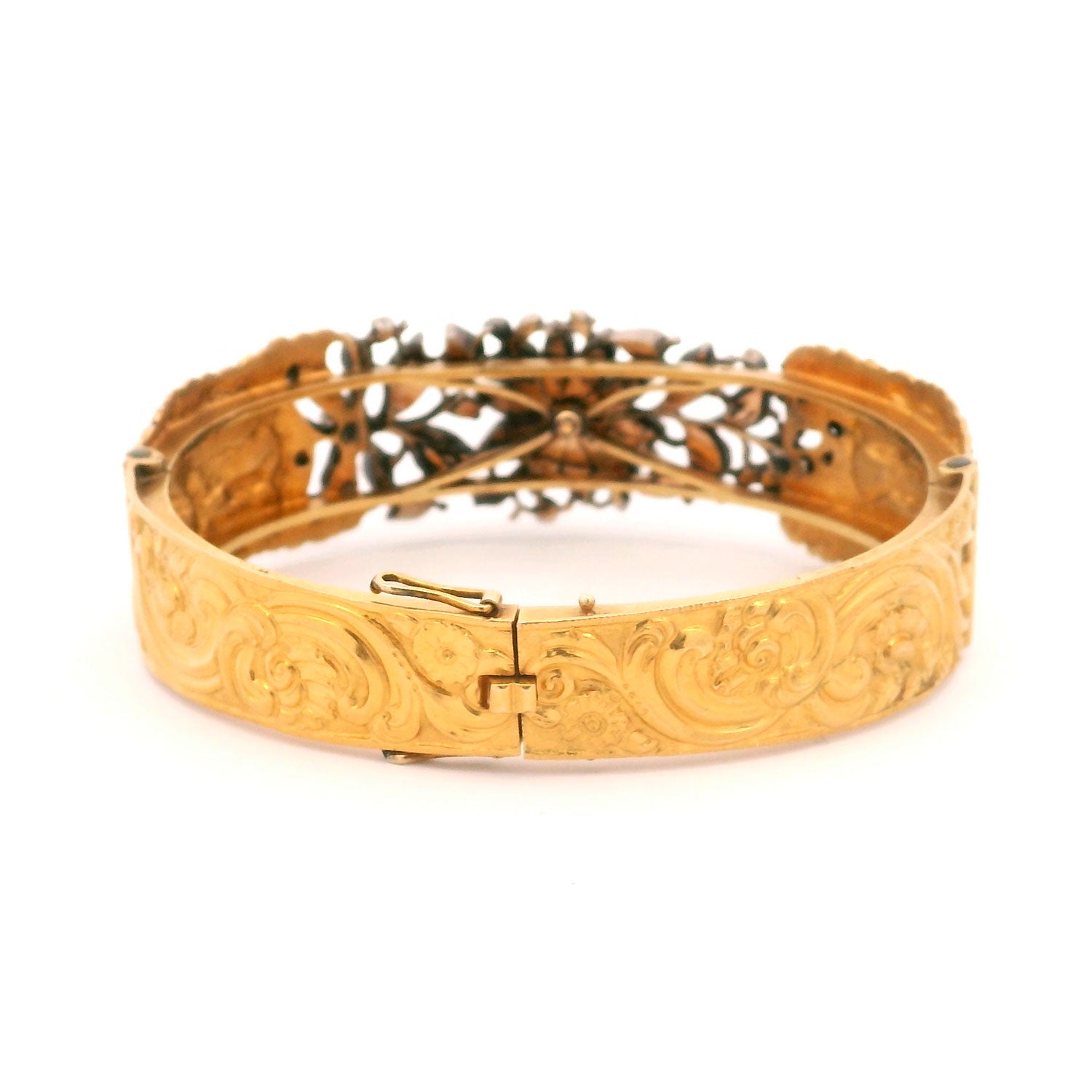 Pulsera Portuguesa de Oro 900 con Diamantes Talla Rosa de principio siglo XIX