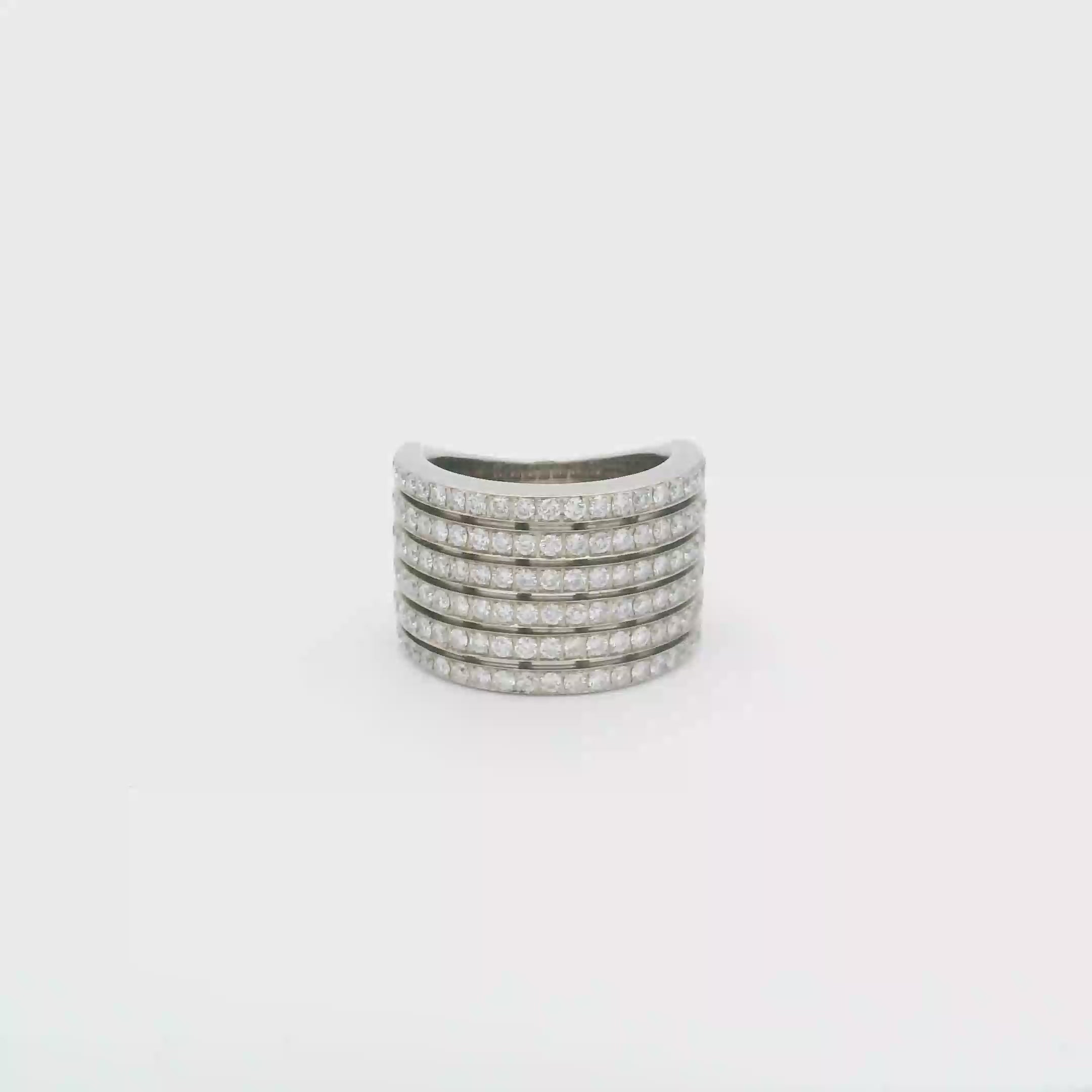 Anillo Ancho de Oro Blanco con Brillantes 2.30ct