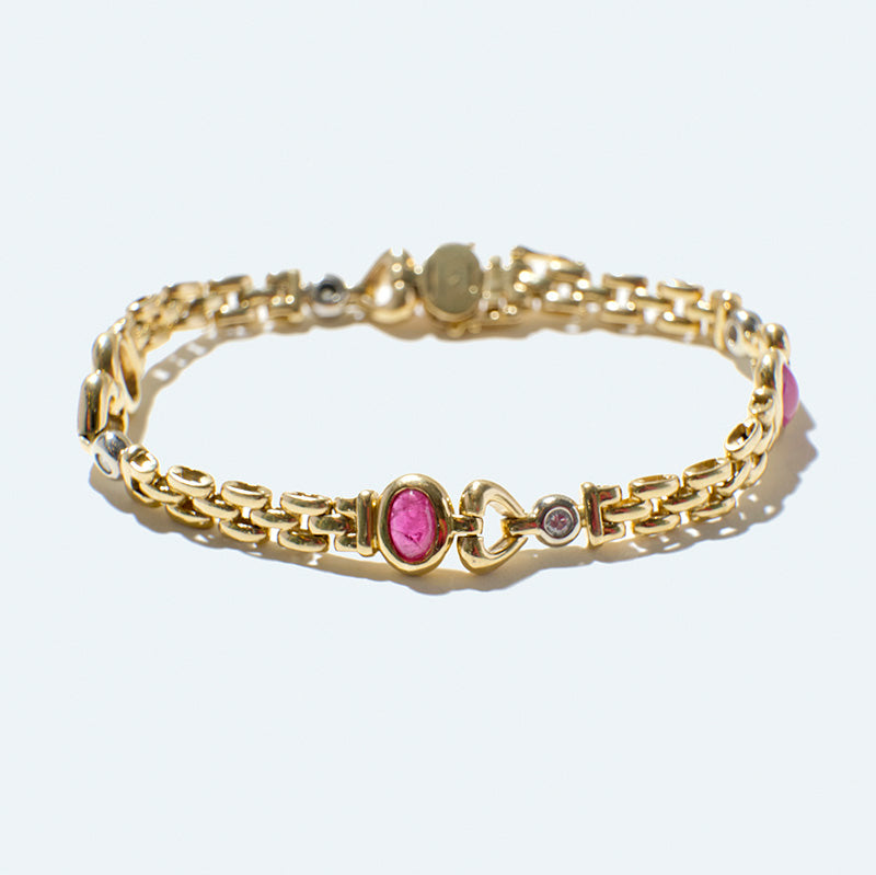 Pulsera de Oro con Brillantes y Rubíes