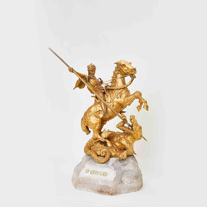 Escultura de San Jorge en Bronce Ormolu por Carl Kauba