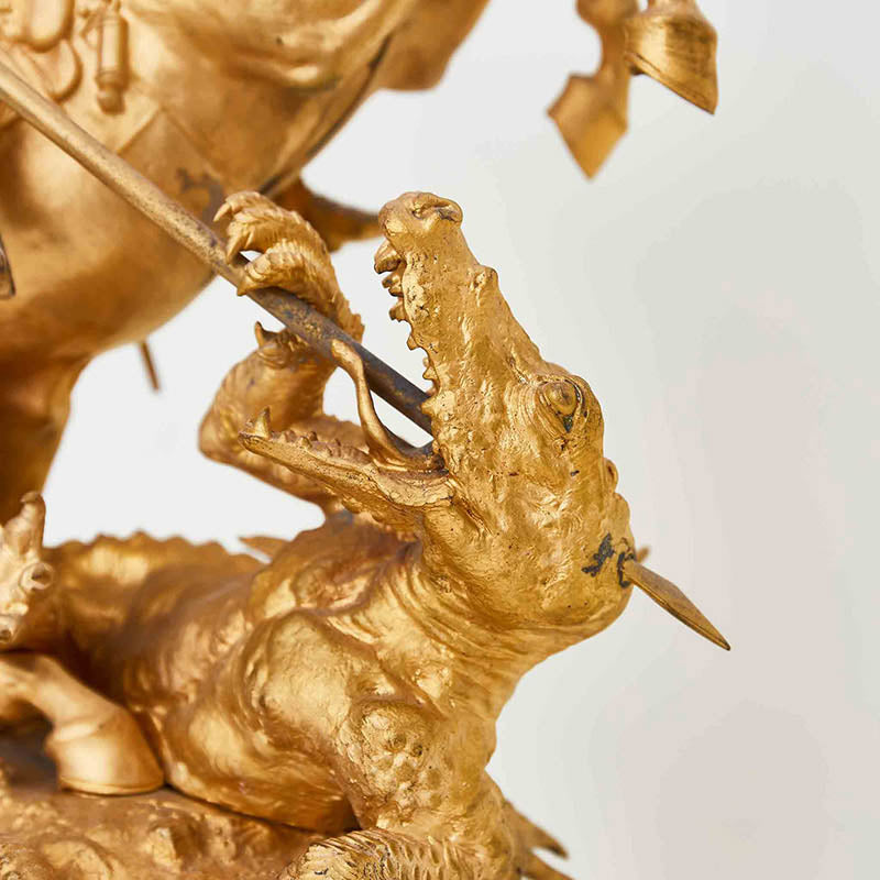 Escultura de San Jorge en Bronce Ormolu por Carl Kauba