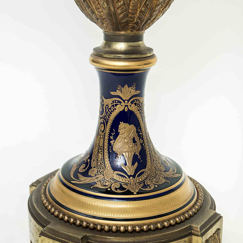 Colosal Potiche francés azul cobalto Sevres firmado Velly