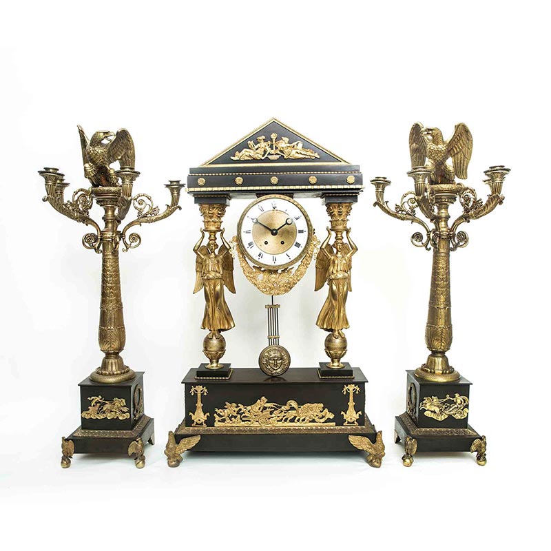 Monumental Garniture en Bronce Ormolu Estilo Imperio, Circa 1880