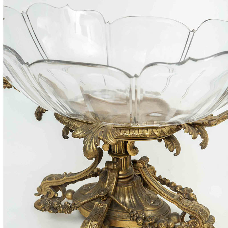 Centro de Mesa en Cristal de Baccarat y Bronce Ormolu, Circa 1890