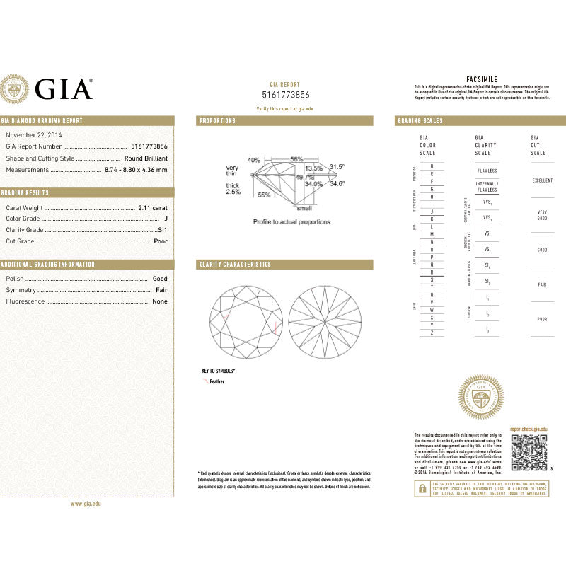 Solitario Platino con Brillante de 2.11ct J GIA