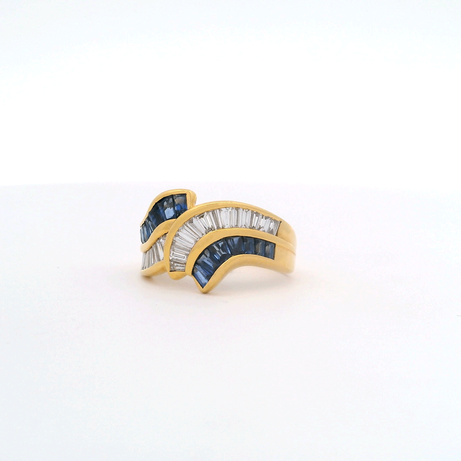 Anillo De Oro Brillantes y Zafiros