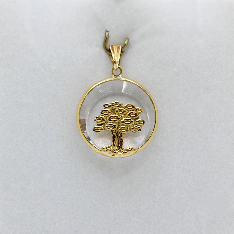 Dije del Árbol de la Vida en Oro 18k y Vidrio