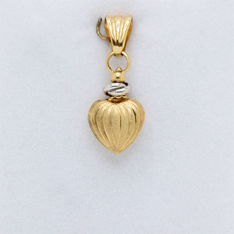 Dije Forma de Corazón en Oro Amarillo y Oro Blanco 18k