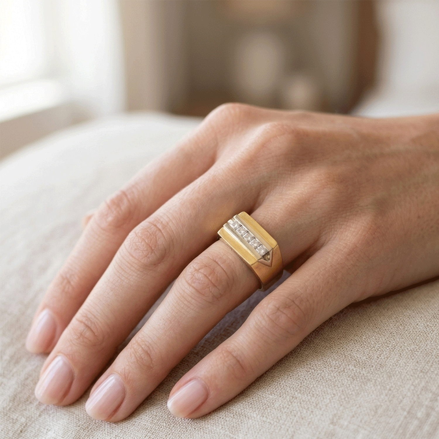 Anillo en Oro y Brillantes Carre