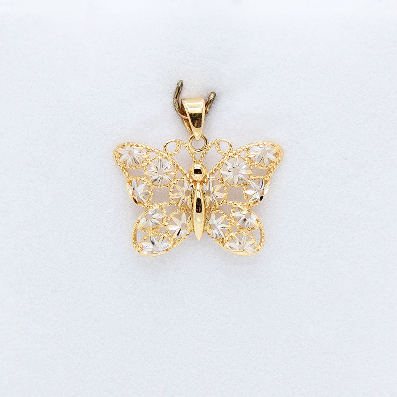 Dije Forma de Mariposa en Oro Amarillo y Oro Blanco