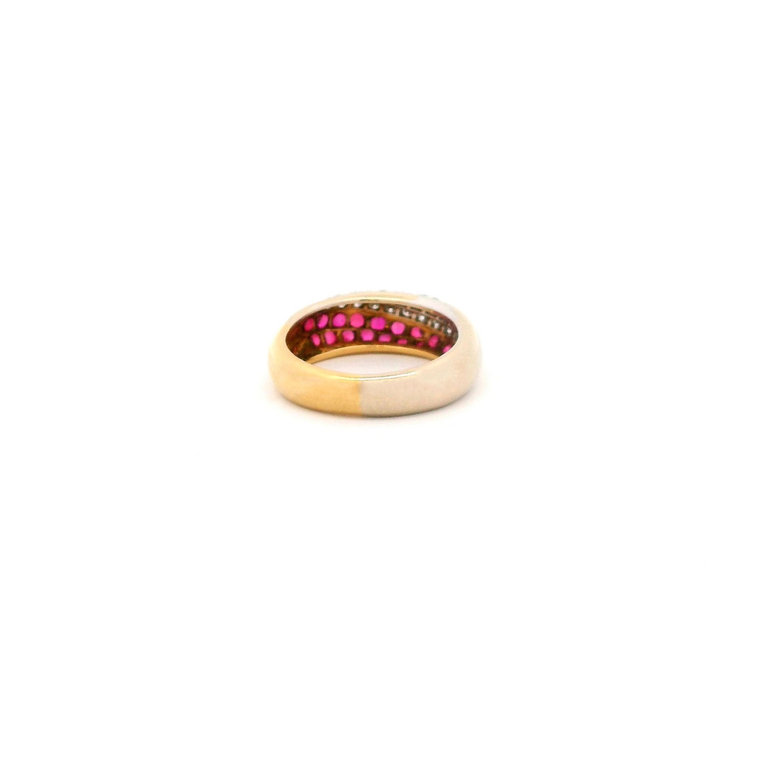 Anillo de Oro amarillo y Oro Blanco con 0.47ct Brillantes y 0.57ct Rubíes