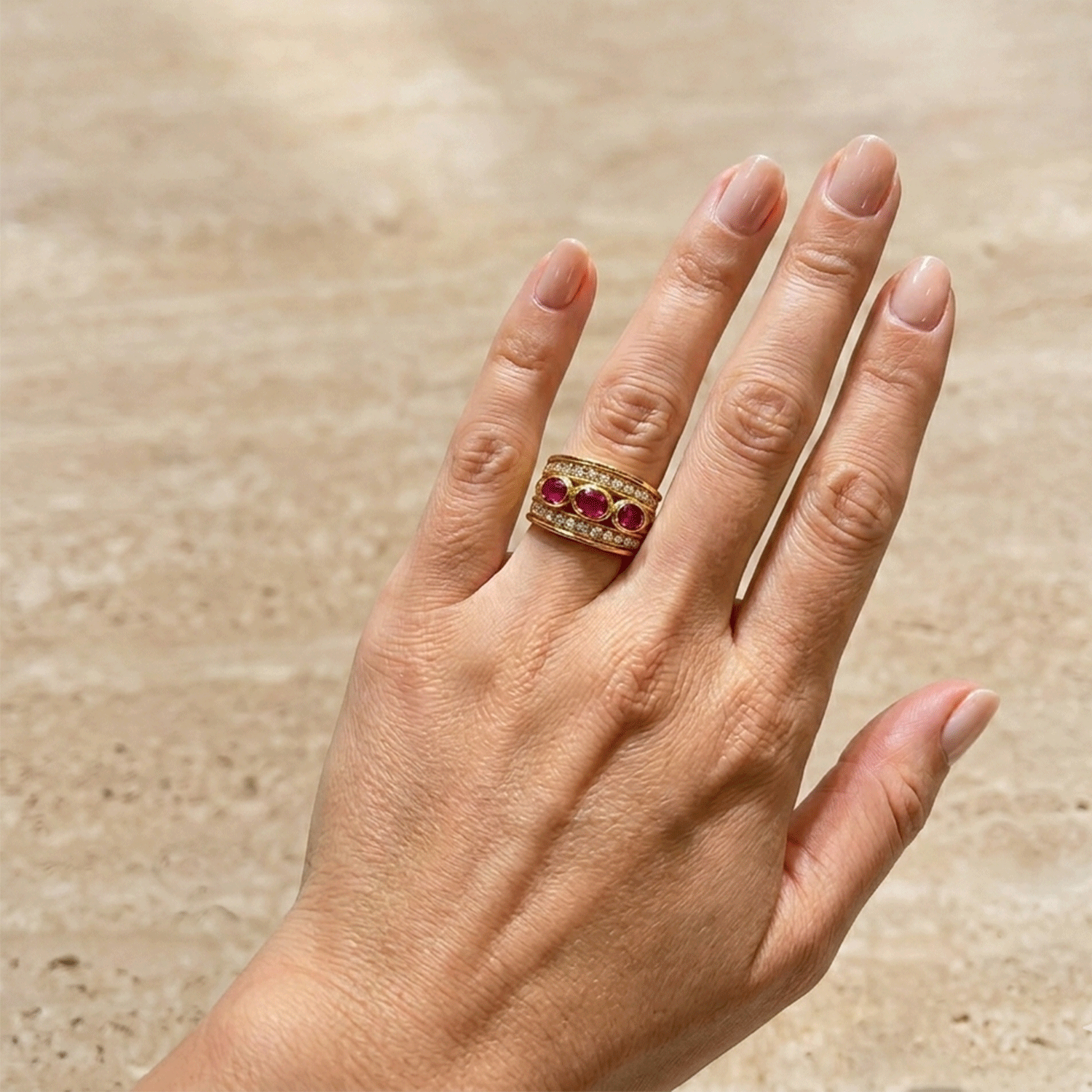 Gold Ring with 0.50ct Diamonds and 1.20ct Rubies