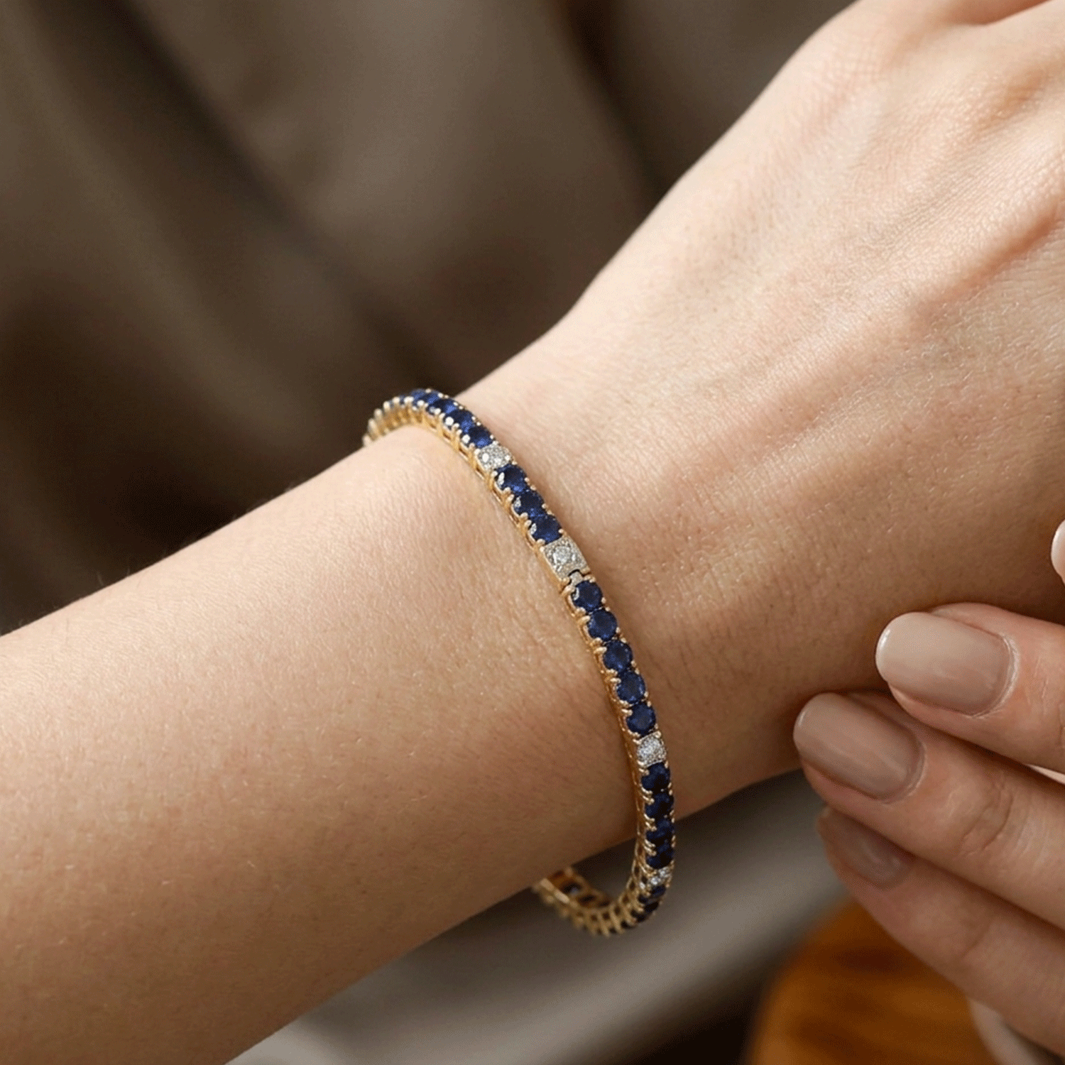 Pulsera de Oro con Zafiros y Brillantes