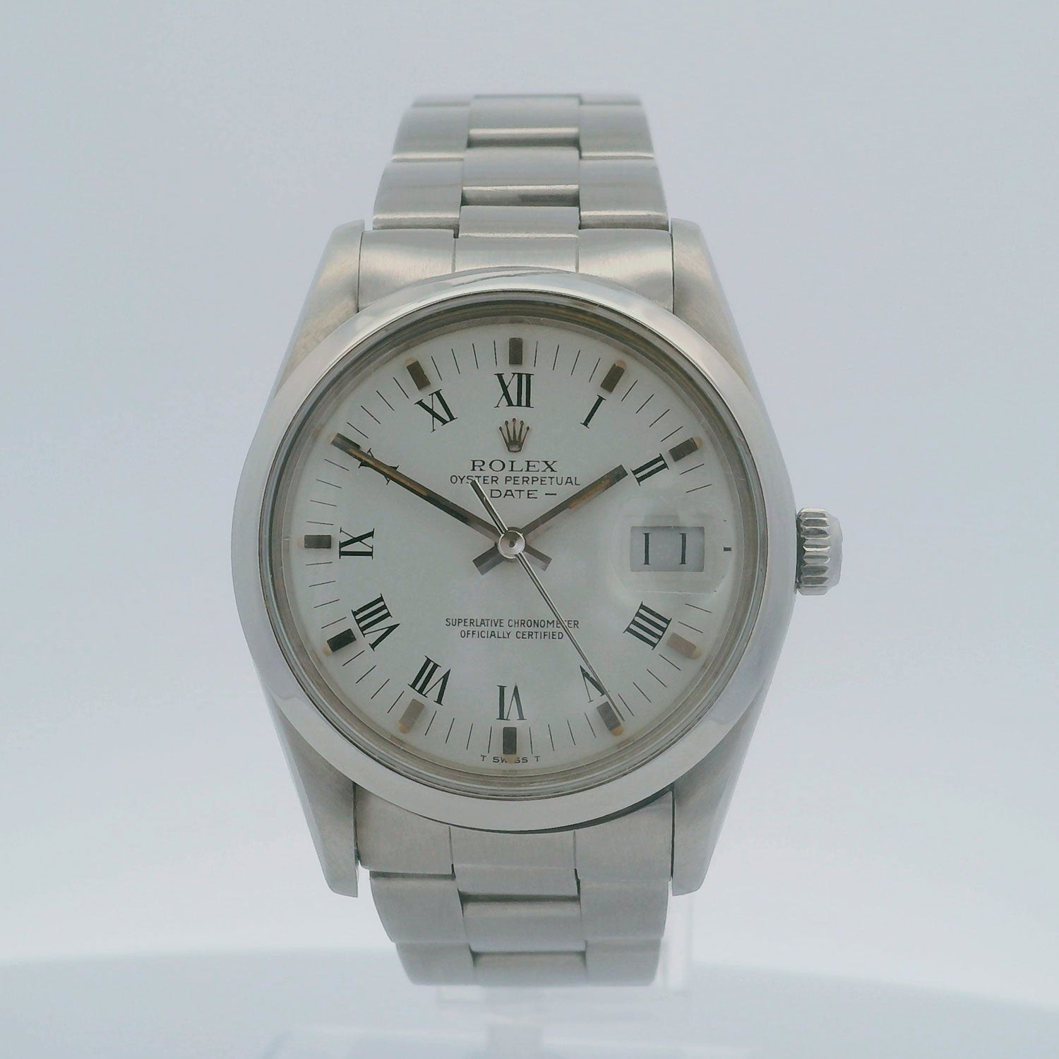 Rolex Date 15000 de acero con malla Oyster